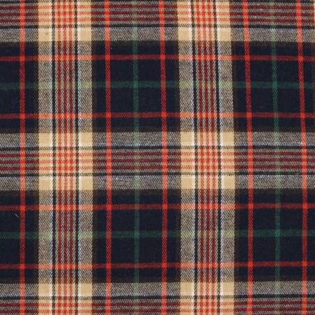 Tessuto flanella cotone scozzese blu beige righe rosse verdi invernale