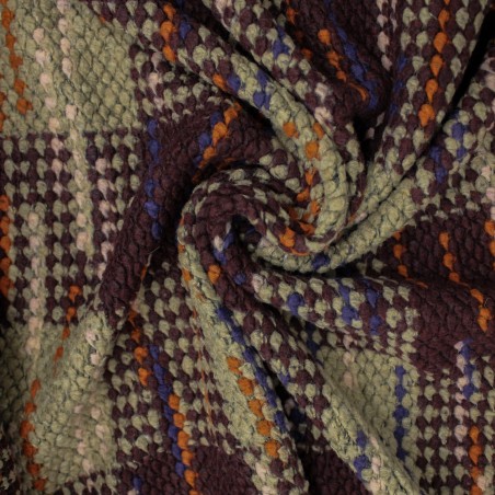 Tessuto uncinetto bordeaux in misto lana per cappotti | tessuto deadstock