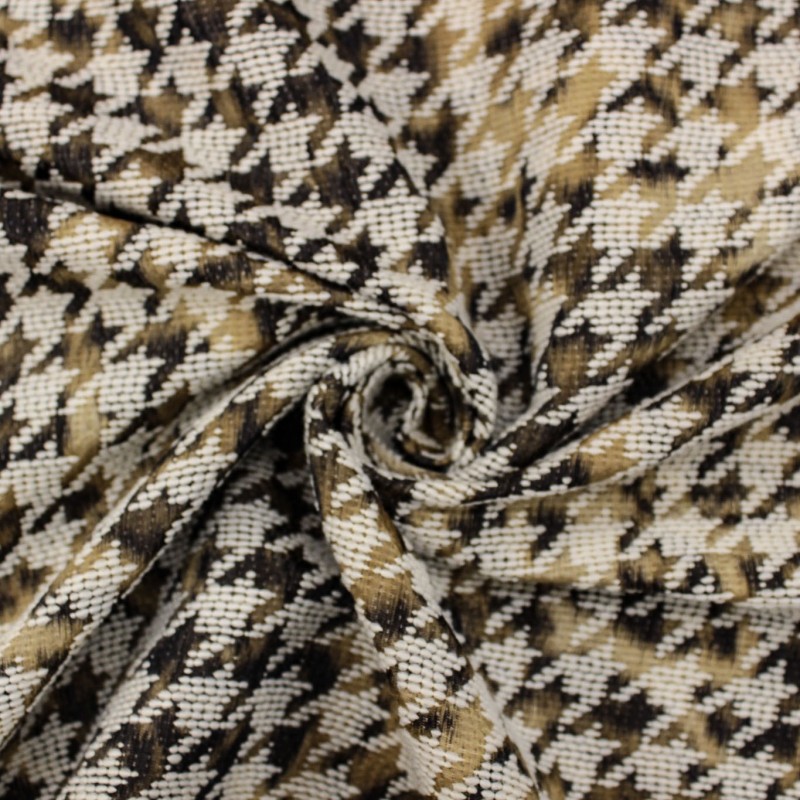 Jacquard Pied de Poule Chiné Bianco Marrone Beige Made in Italy | Tessuti Deadstock