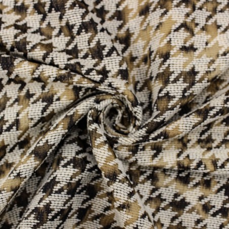 Jacquard Pied de Poule Chiné Bianco Marrone Beige Made in Italy | Tessuti Deadstock
