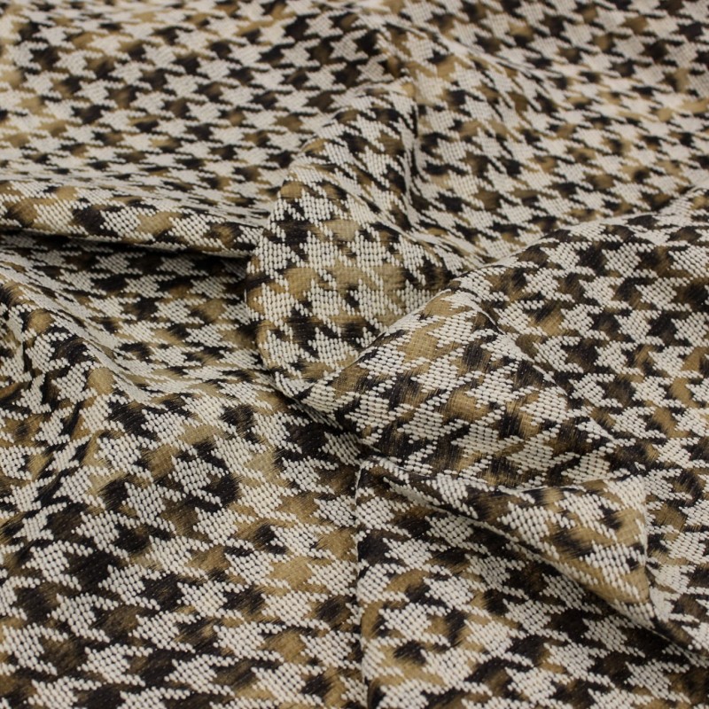 Jacquard Pied de Poule Chiné Bianco Marrone Beige Made in Italy | Tessuti Deadstock