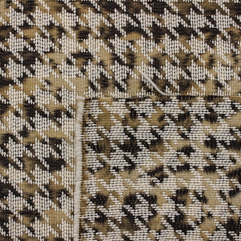Jacquard Pied de Poule Chiné Bianco Marrone Beige Made in Italy | Tessuti Deadstock
