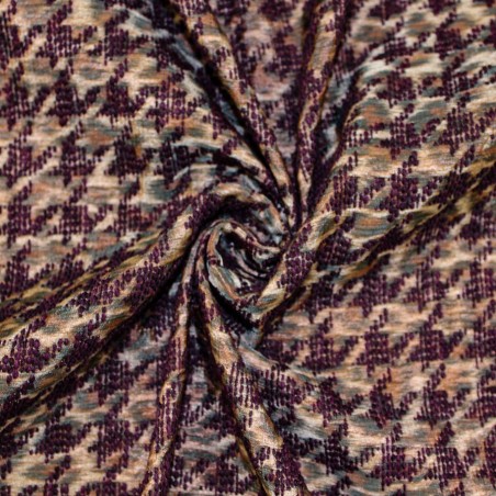 Jacquard Pied de Poule Bordeaux Made in Italy | Tessuti Deadstock
