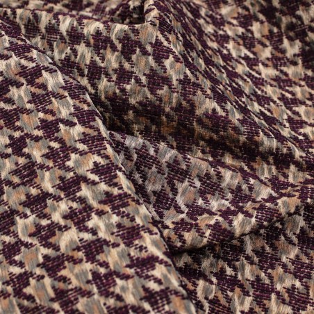 Jacquard Pied de Poule Bordeaux Made in Italy | Tessuti Deadstock