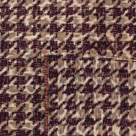 Jacquard Pied de Poule Bordeaux Made in Italy | Tessuti Deadstock