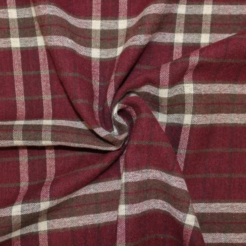 Flanella Scozzese Bordeaux | 42PL 30VI 28CO | Quadra 10 cm | 180 g/m²
