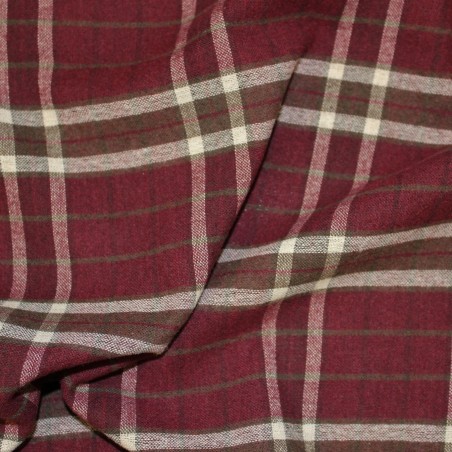 Flanella Scozzese Bordeaux | 42PL 30VI 28CO | Quadra 10 cm | 180 g/m²