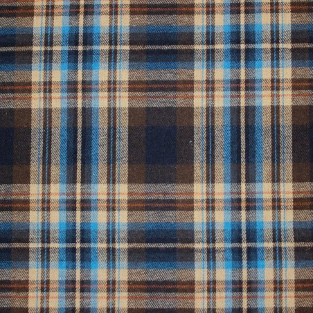 Flanella Scozzese Tartan Marrone e Blu | Tessuti per camiceria