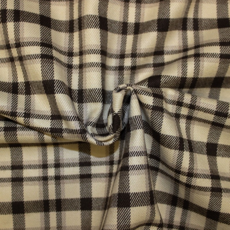 Tessuto Scozzese Panna e Marrone | Tessuto per Giacca