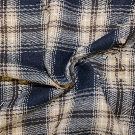 Flanella Scozzese Marrone Beige | Quadra 6 cm | 72PL 22CO 3EA | 203 g/mtl