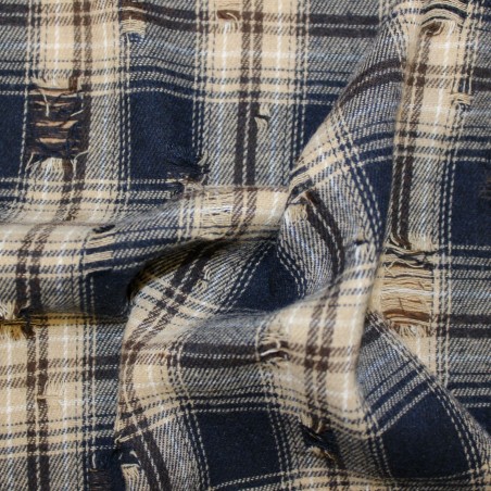 Flanella Scozzese Marrone Beige | Quadra 6 cm | 72PL 22CO 3EA | 203 g/mtl