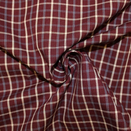 Popeline a Quadri Rosso e Bianco | 100% Cotone | Quadra 1,7 cm | 102 g/mtl