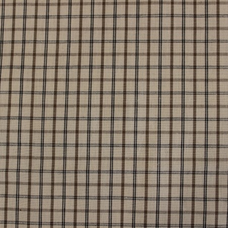 Popeline a Quadri Panna Marrone Nero | Tessuto Camiceria al Metro
