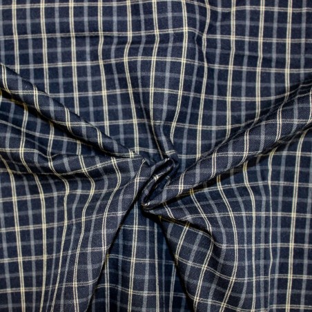 Popeline a Quadri Fondo Nero | Tessuto Camiceria Elegante al Metro