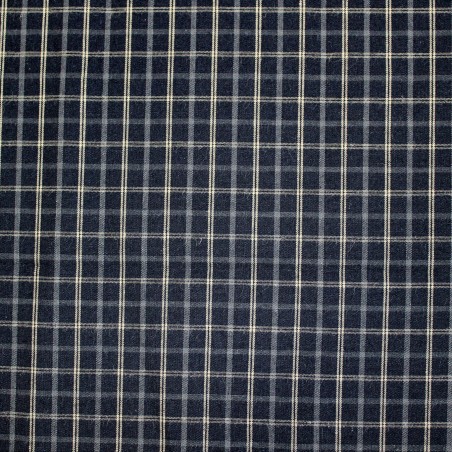 Popeline a Quadri Fondo Nero | Tessuto Camiceria Elegante al Metro