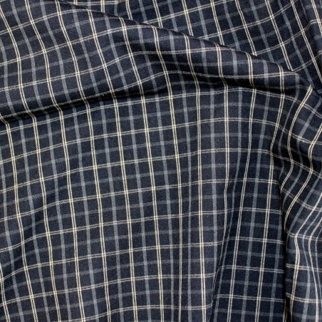 Popeline a Quadri Fondo Nero | Tessuto Camiceria Elegante al Metro