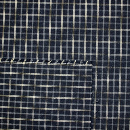 Popeline a Quadri Fondo Nero | Tessuto Camiceria Elegante al Metro