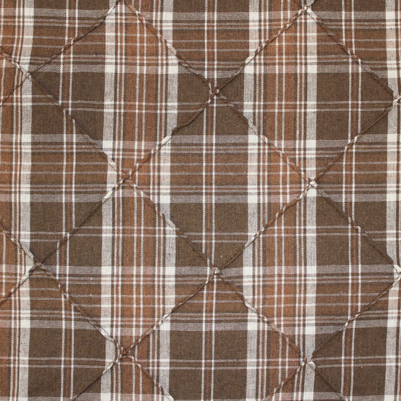 Tessuto Scozzese Marrone e Bianco con Rombi | Cotone Poliestere | Tessuto per camicia