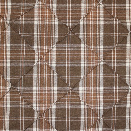 Tessuto Scozzese Marrone e Bianco con Rombi | Cotone Poliestere | Tessuto per camicia
