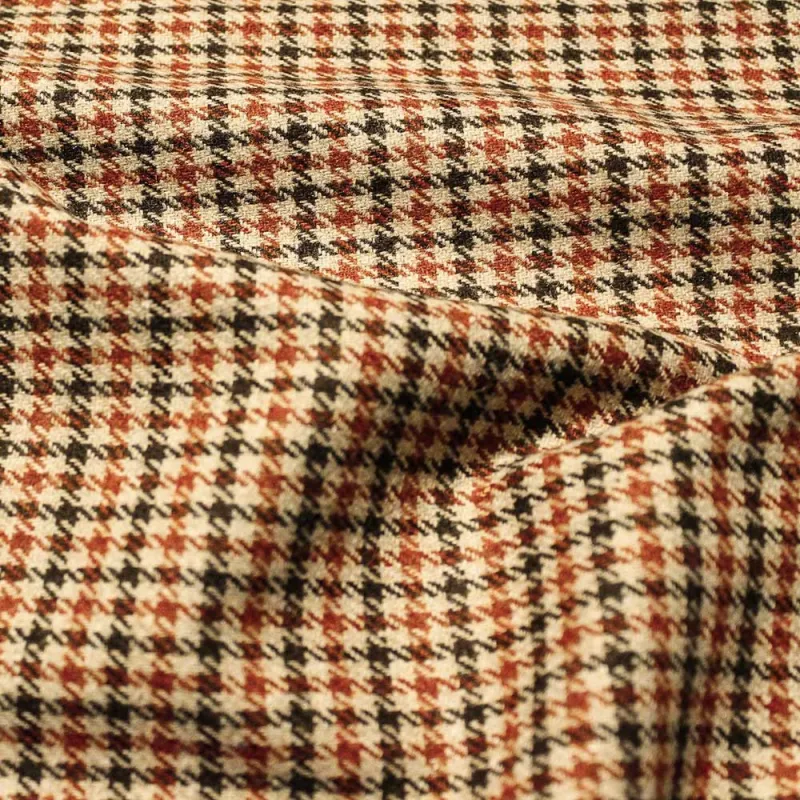 TESSUTO MISTO LANA  PIED DE POULE - RUGGINE E MORO