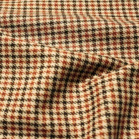 TESSUTO MISTO LANA  PIED DE POULE - RUGGINE E MORO