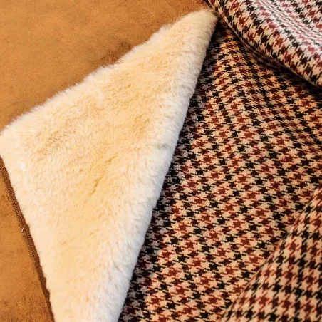 TESSUTO MISTO LANA  PIED DE POULE - RUGGINE E MORO