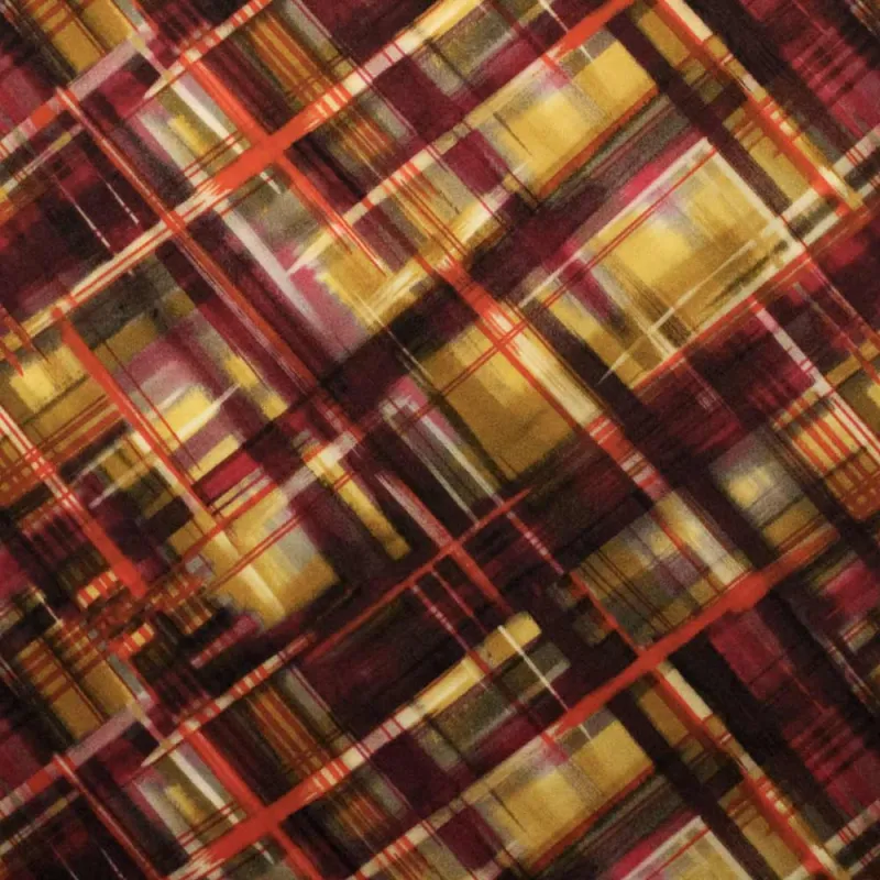 Tessuto Raso fantasia astratta a quadri Viola | Tessuti Made in Italy