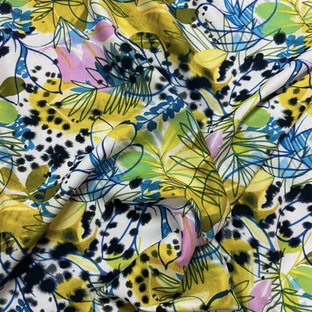 Tessuto crepe fantasia floreale giallo | Tessuti made in Italy