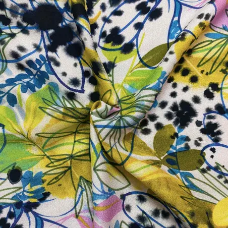 Tessuto crepe fantasia floreale giallo | Tessuti made in Italy