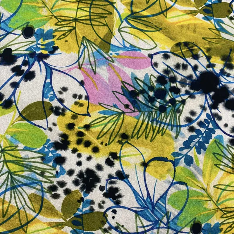 Tessuto crepe fantasia floreale giallo | Tessuti made in Italy