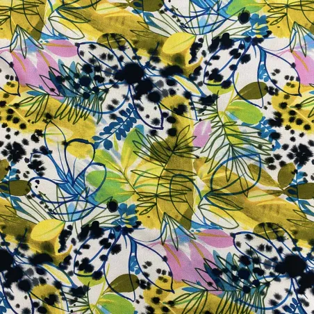 Tessuto crepe fantasia floreale giallo | Tessuti made in Italy