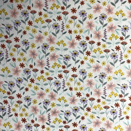TESSUTO DI COTONE FANTASIA FLOREALE OEKO-TEX 100 DESIGN BY POPPY