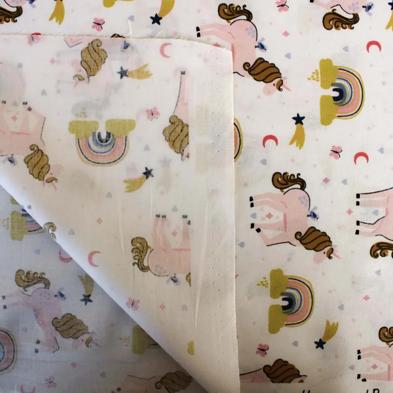 TESSUTO DI COTONE FANTASIA UNICORNI OEKO TEX 100 BY POPPY