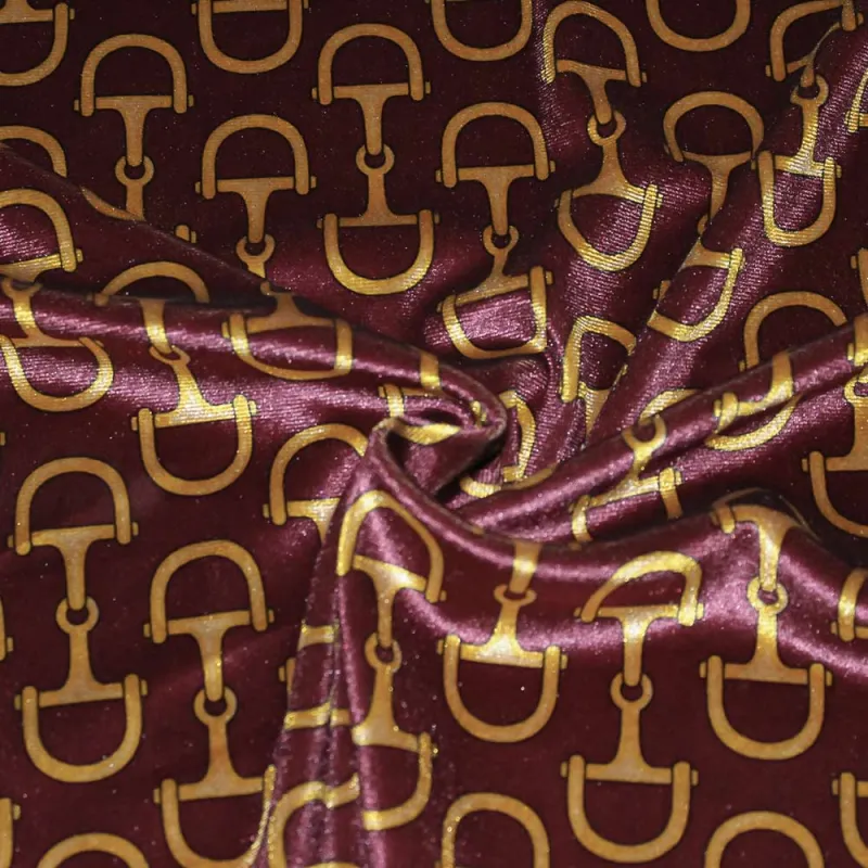 Velluto fantasia - bordeaux/oro | tessuto Made in Italy