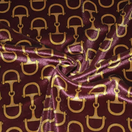 Velluto fantasia - bordeaux/oro | tessuto Made in Italy