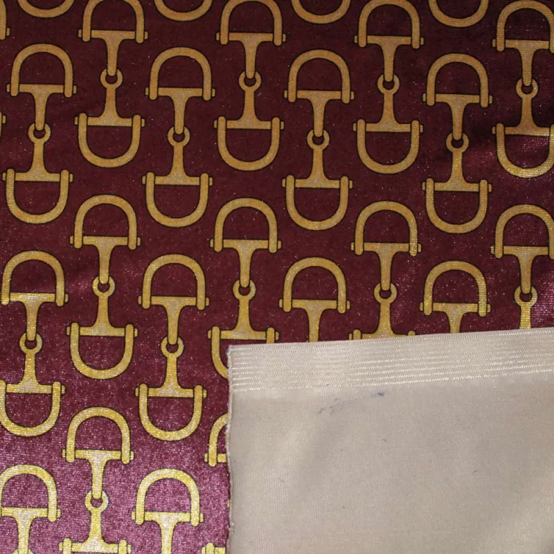 Velluto fantasia - bordeaux/oro | tessuto Made in Italy