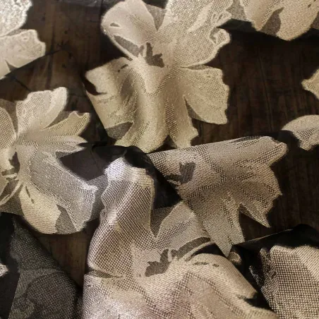 Jacquard Fil Coupé fiori lurex oro nero | Tessuti Made In Italy