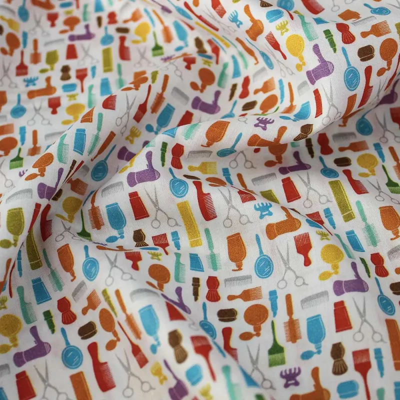 Cotone fantasia utensili parruchiere | cucito fai da te | iltessutaio