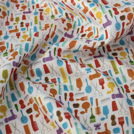 Cotone fantasia utensili parruchiere | cucito fai da te | iltessutaio