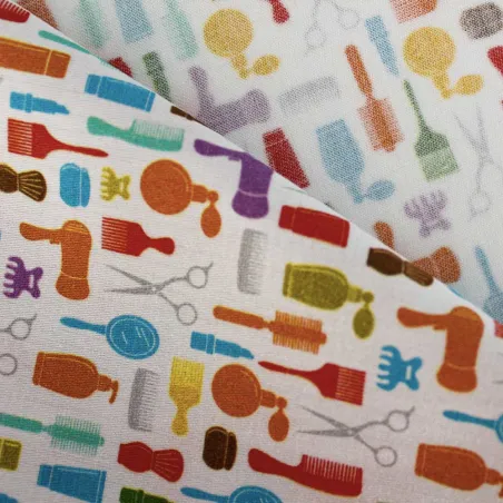 Cotone fantasia utensili parruchiere | cucito fai da te | iltessutaio