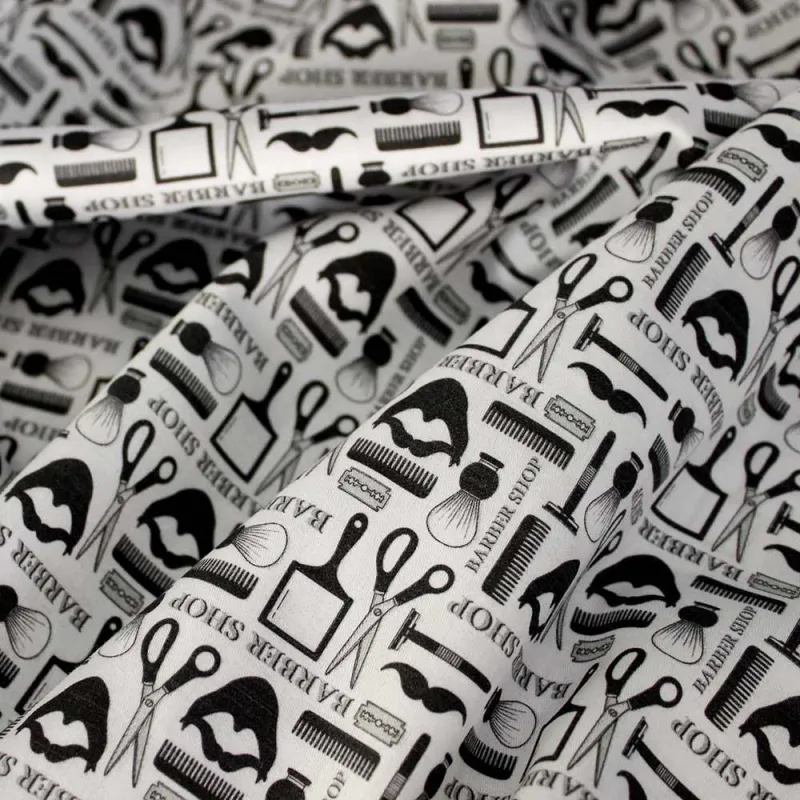 Cotone fantasia Barber shop | tessuti fai da te| iltessutaio