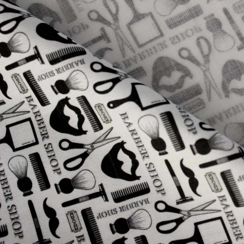 Cotone fantasia Barber shop | tessuti fai da te| iltessutaio
