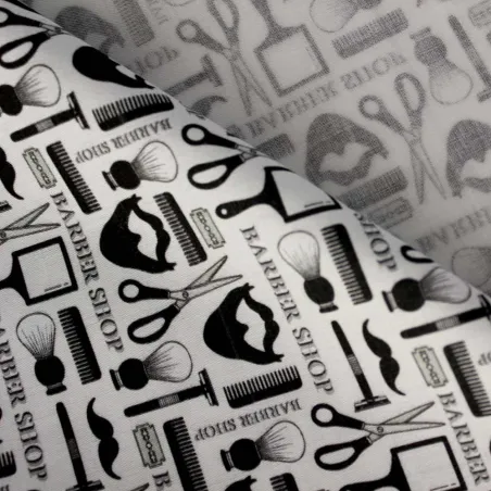 Cotone fantasia Barber shop | tessuti fai da te| iltessutaio