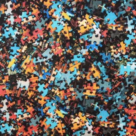 Cotone fantasia Puzzle | tessuti fai da te| iltessutaio