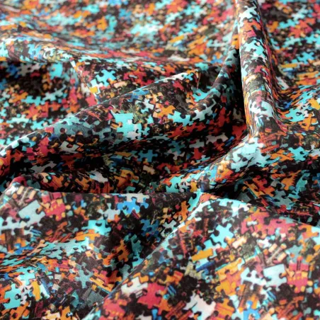 Cotone fantasia Puzzle | tessuti fai da te| iltessutaio