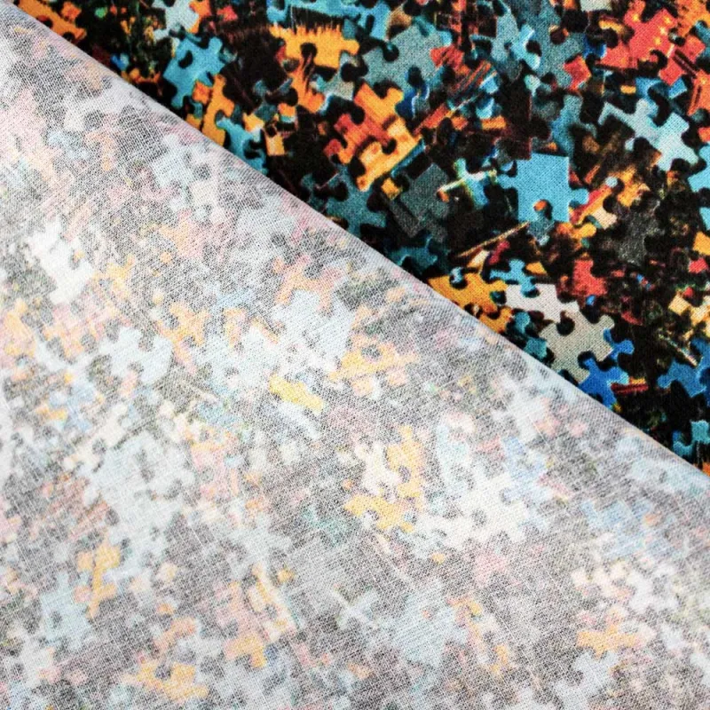 Cotone fantasia Puzzle | tessuti fai da te| iltessutaio