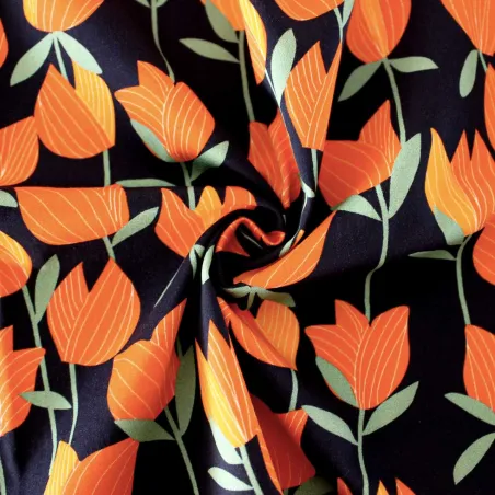 Cotone fantasia tulipani  | tessuti pregiati | iltessutaio