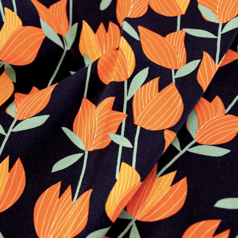 Cotone fantasia tulipani  | tessuti pregiati | iltessutaio