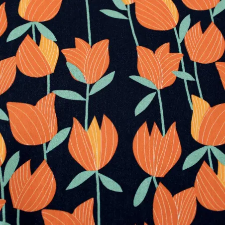 Cotone fantasia tulipani  | tessuti pregiati | iltessutaio