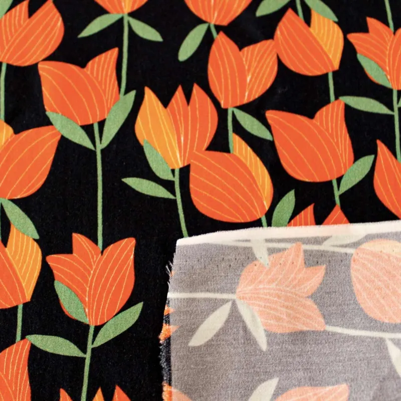 Cotone fantasia tulipani  | tessuti pregiati | iltessutaio